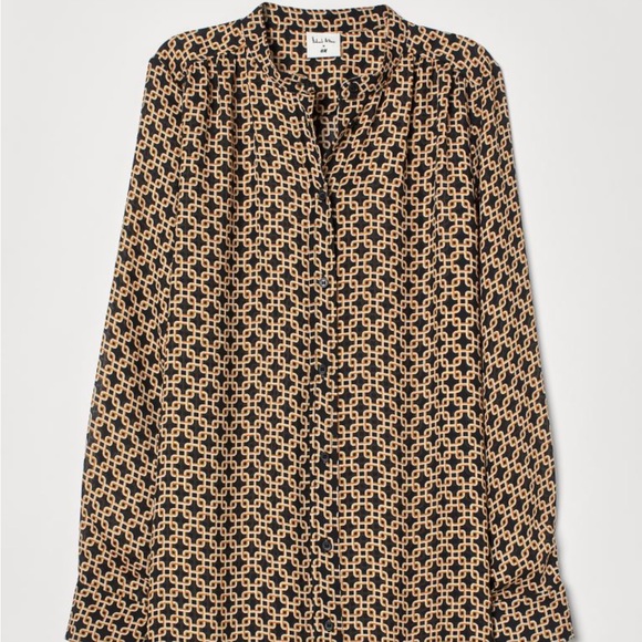 H&M x Richard Allan Black & Gold Geometric Print Blouse size 6 - Picture 2 of 7